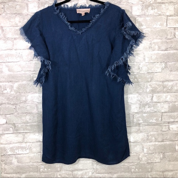 Philosophy Dresses & Skirts - Philosophy Fringe Sleeve Denim Dress Size Medium